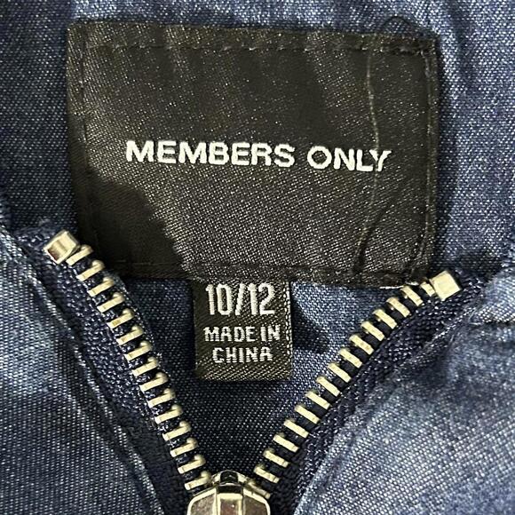 Members Only Girls' (10-12) Blue Denim Soft/Lightweight Cotton Bomber Jacket - Picture 5 of 10